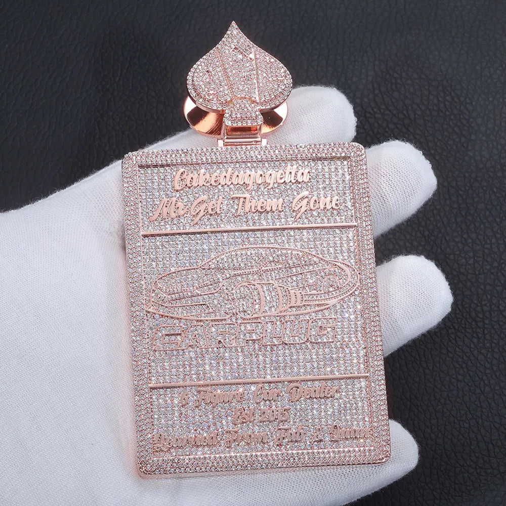 Rose Gold Iced Out Rectangle Pendant