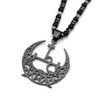 Wiccan Pentagram Triple Moon Necklace — Stainless Steel, Black