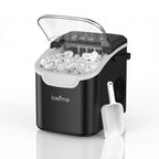 LOEFME 12kg/24h Portable Mini Ice Maker Machine 6 Mins/8pcs 2 Sizes Ice Cubes Home Desktop Ice Maker with Scoop and Ice