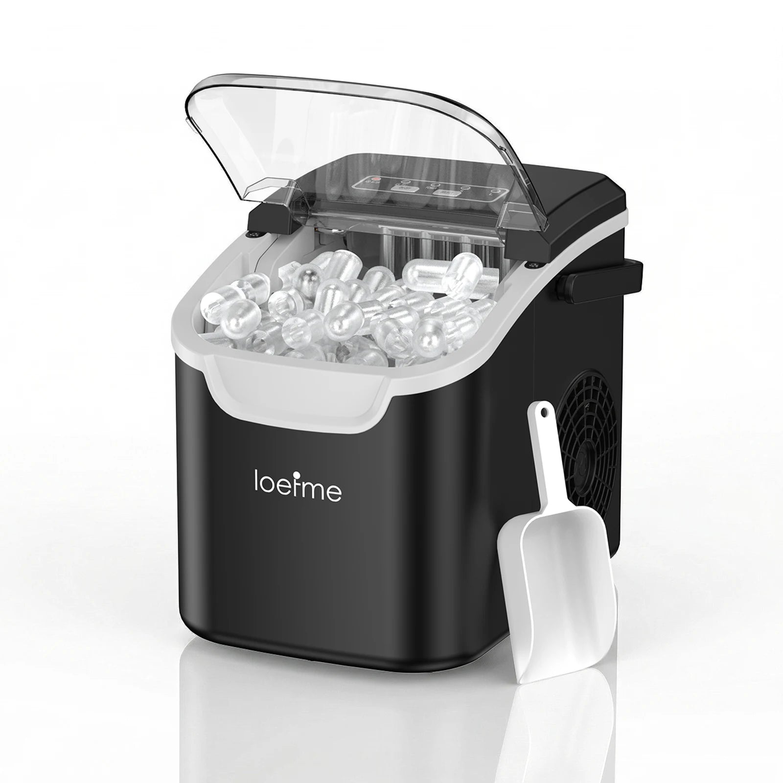 LOEFME 12kg/24h Portable Mini Ice Maker Machine 6 Mins/8pcs 2 Sizes Ice Cubes Home Desktop Ice Maker with Scoop and Ice
