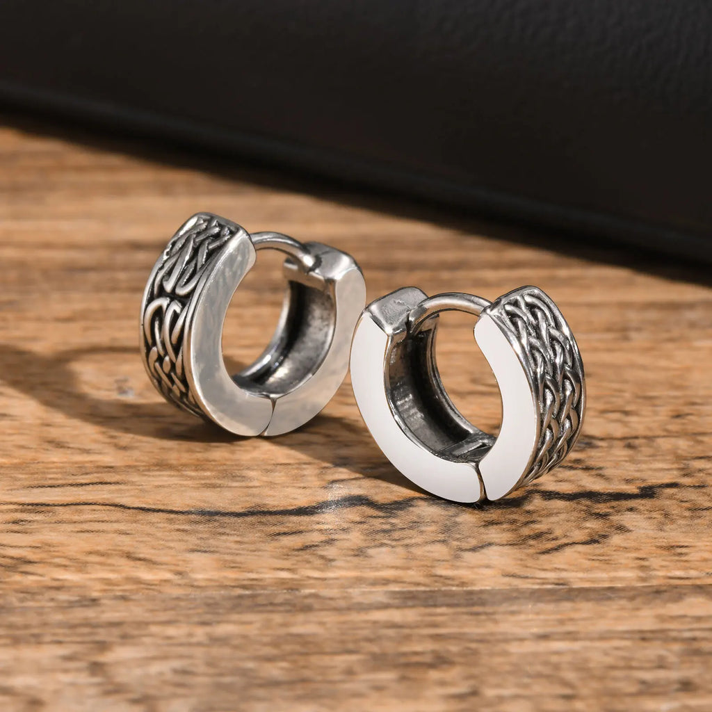 Celtic Knot Viking Hoop Earrings — Stainless Steel