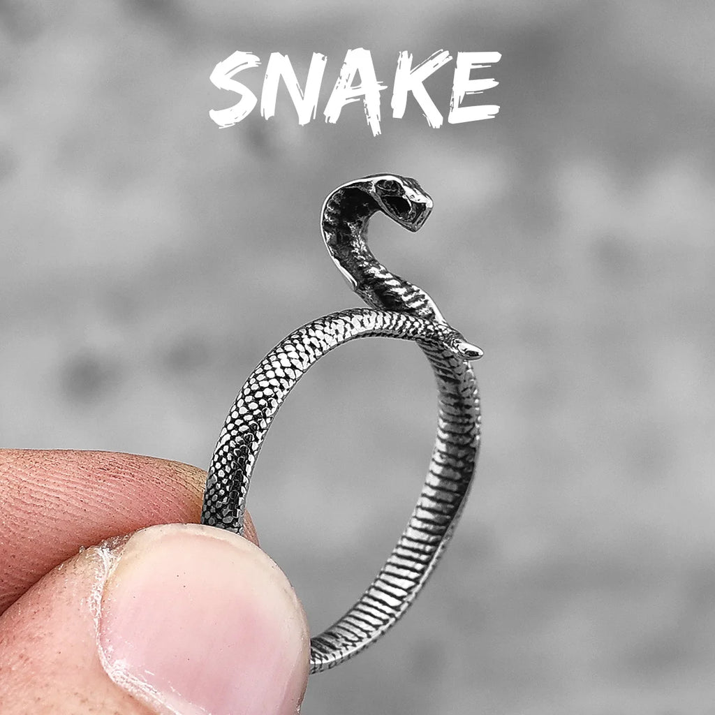 Animal Snake Cobra Series Stainless Steel Men Rings Punk Trendy for Women Fashion Jewelry Halloween Creativity Gift Wholesale