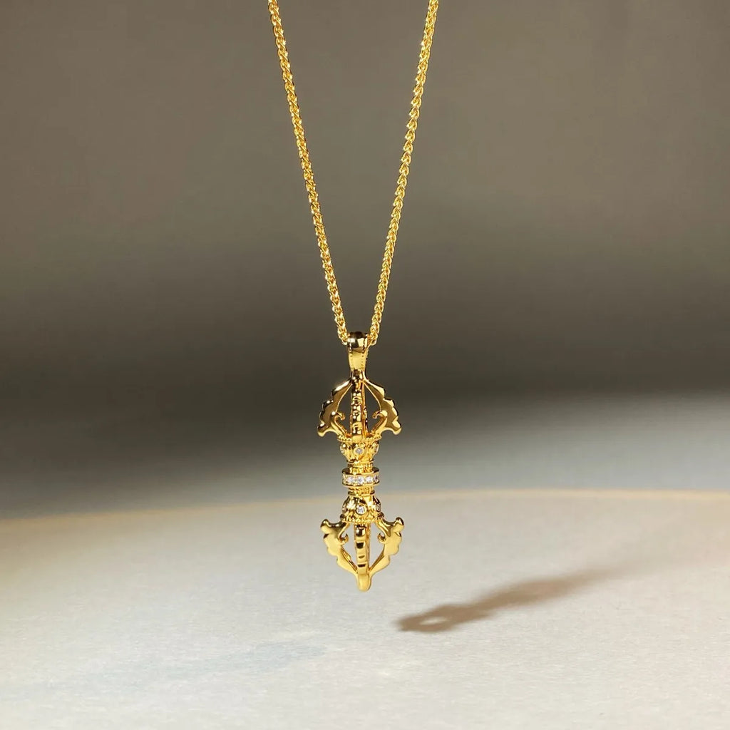 Luxury jewelry 9999 24K real gold vajra necklace with diamond pendant necklace 24K certificate version