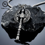 Norse Runes Odin's Raven Giant Axes Necklaces Men Stainless Steel Vikings Valknut Amulet Pendant Scandinavian Jewelry Male Gifts
