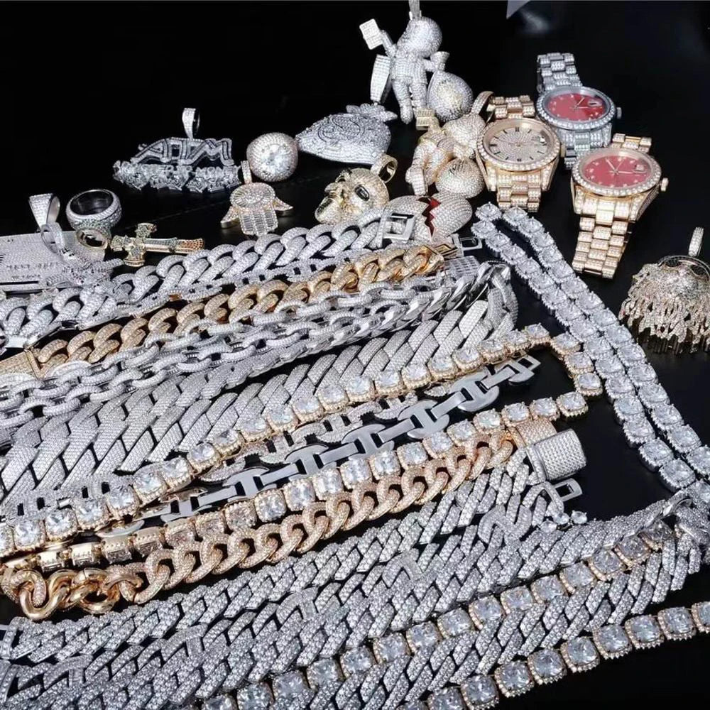 Iced Out Bling Miami Cuban Chain Necklace Gold Silver Color CZ Cubic Zirconia Link Men Women Hip Hop Jewelry