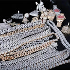 Iced Out Bling Miami Cuban Chain Necklace Gold Silver Color CZ Cubic Zirconia Link Men Women Hip Hop Jewelry
