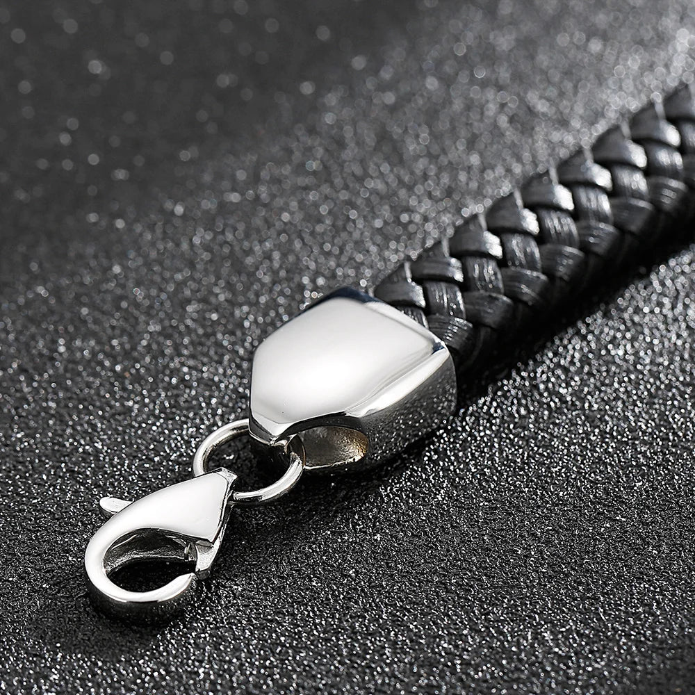 Punk Gothic Men's Snake Head Body Bracelet Man Distressed 316L Stainless Steel & Leather Wrap Bracelet for Men Animal