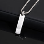 Vnox Mens Silver Color Bar Necklaces, Geometric Stainless Steel Pendant with Box Chain, Minimalst Metal Jewelry Gift