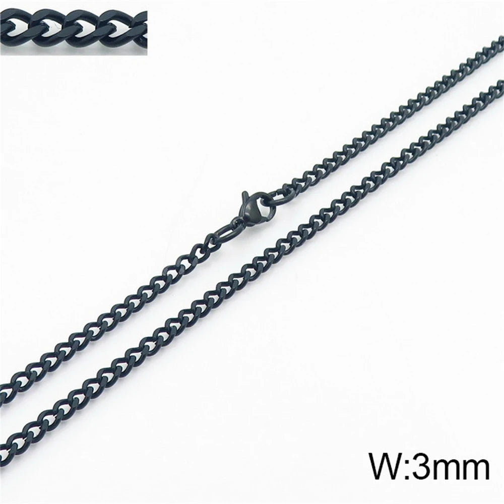 Punk Curb Cuban Link Chain Men Women Stainless Steel Long Necklace Fashion Tide Hip Hop Sweater Accessories Party Jewelry Gifts