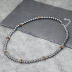 Turquoise Hematite Tiger Eye Necklace — Stainless Steel, 50cm