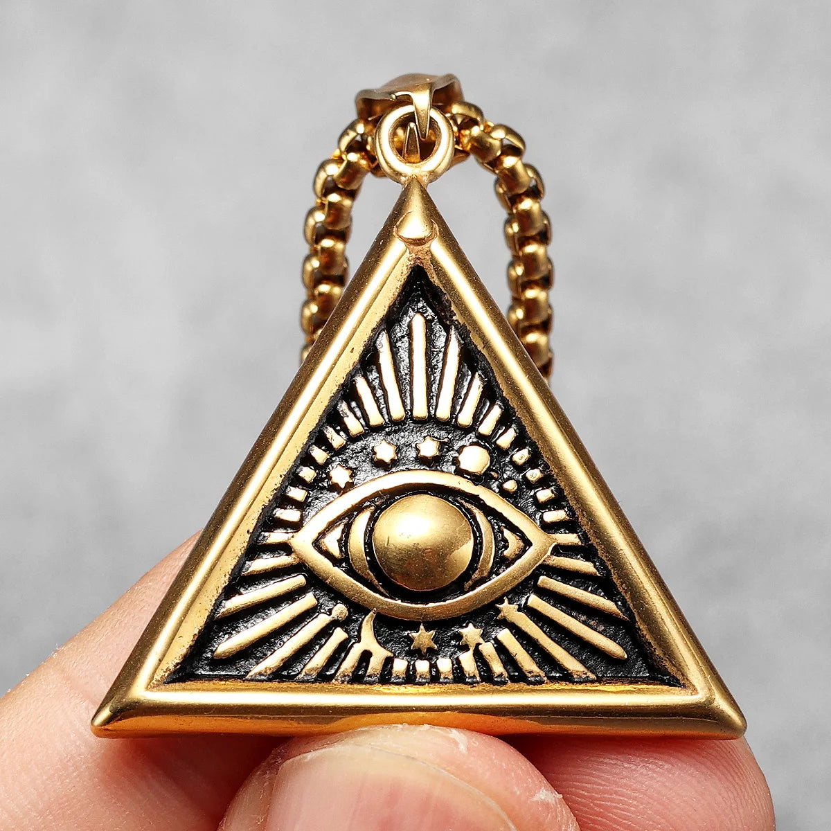 Masonic Eye Pendant Necklace — Stainless Steel