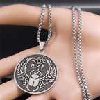 Egypt Scarab Eye of Ra Horus Necklaces for Women Men Stainless Steel Silver Color Protection Necklace Jewelry collares