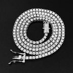 Hiphop S925 Silver 2mm Moissanite Tennis Chain Necklace for Women Men Miami Iced Out Bling Moissanite Diamond Link Necklaces Gra