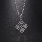 Silver Color Stainless Steel Pattern Witch Knot Pendant Necklace Celtic Knot Lucky Jewelry Christmas Gift for Friends Family