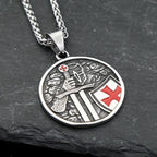 Vintage Armor Shield Knight Templar Cross Pendant Necklace For Men Stainless Steel Fashion Punk Amulet Jewelry Gift