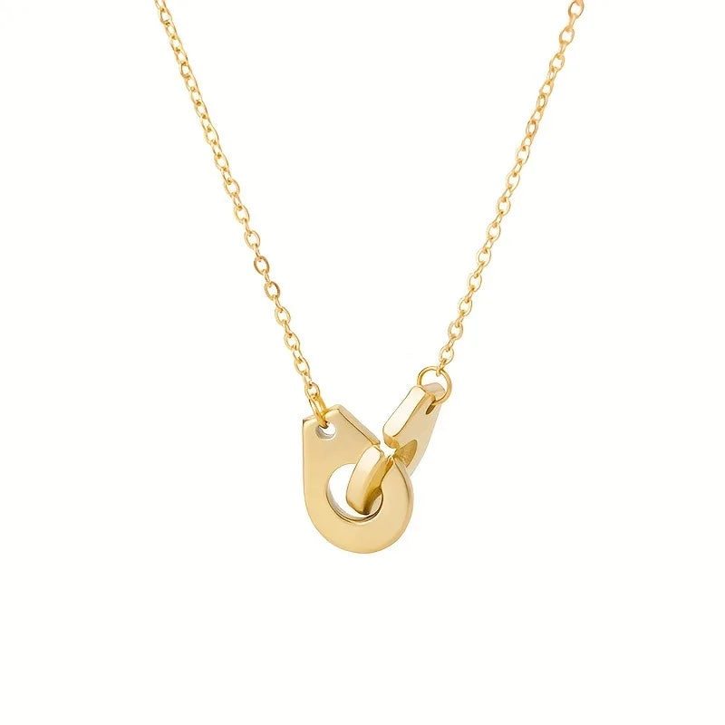 Geometric Hollow Pendant Necklace — Stainless Steel