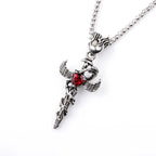 Retro Punk Heart Sword Wings Pendant Necklace — Mixed Metal
