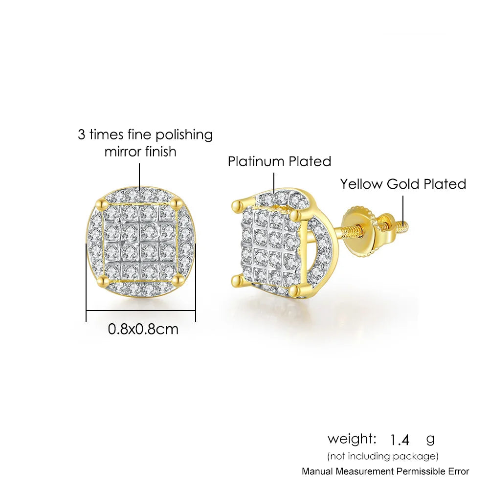 Iced Out Thread Stud Earrings — Gold
