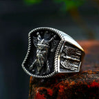 New Creative Stainless Steel Viking Warrior Double Axe Ring for Men Fashion Punk Hip Hop Party Jewelry