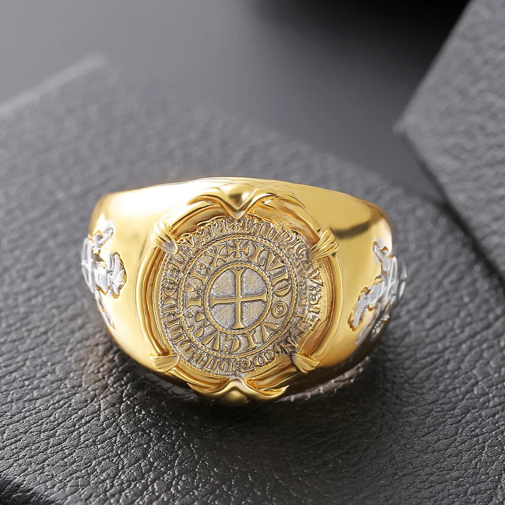 Crusader Valiant Gold Coin Ring — Two-Tone Metal