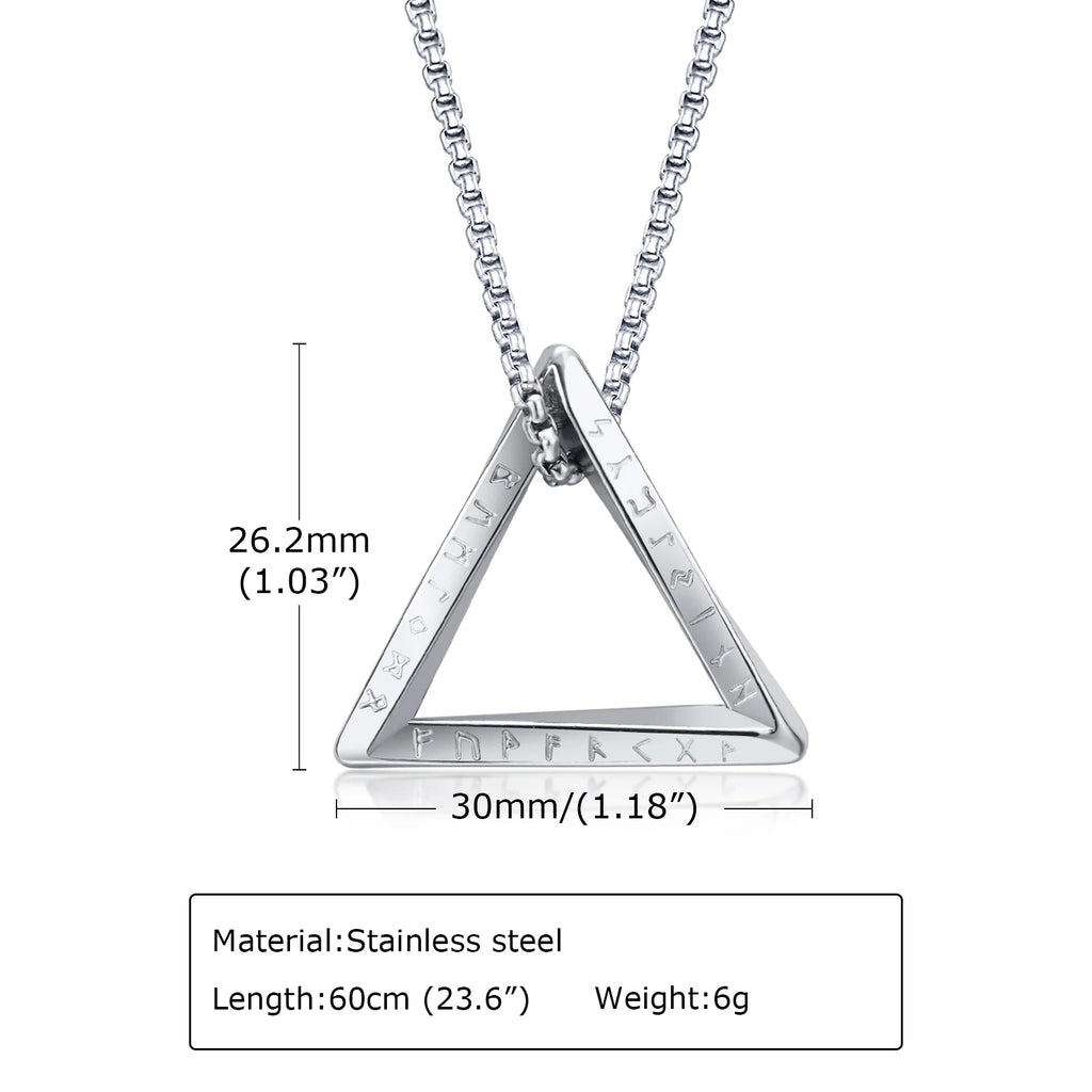 Vnox Norse Viking Pendant Necklaces, Men Twisted Stainless Steel Mobius Triangle Charm, Vegvisir Nordic Valknut