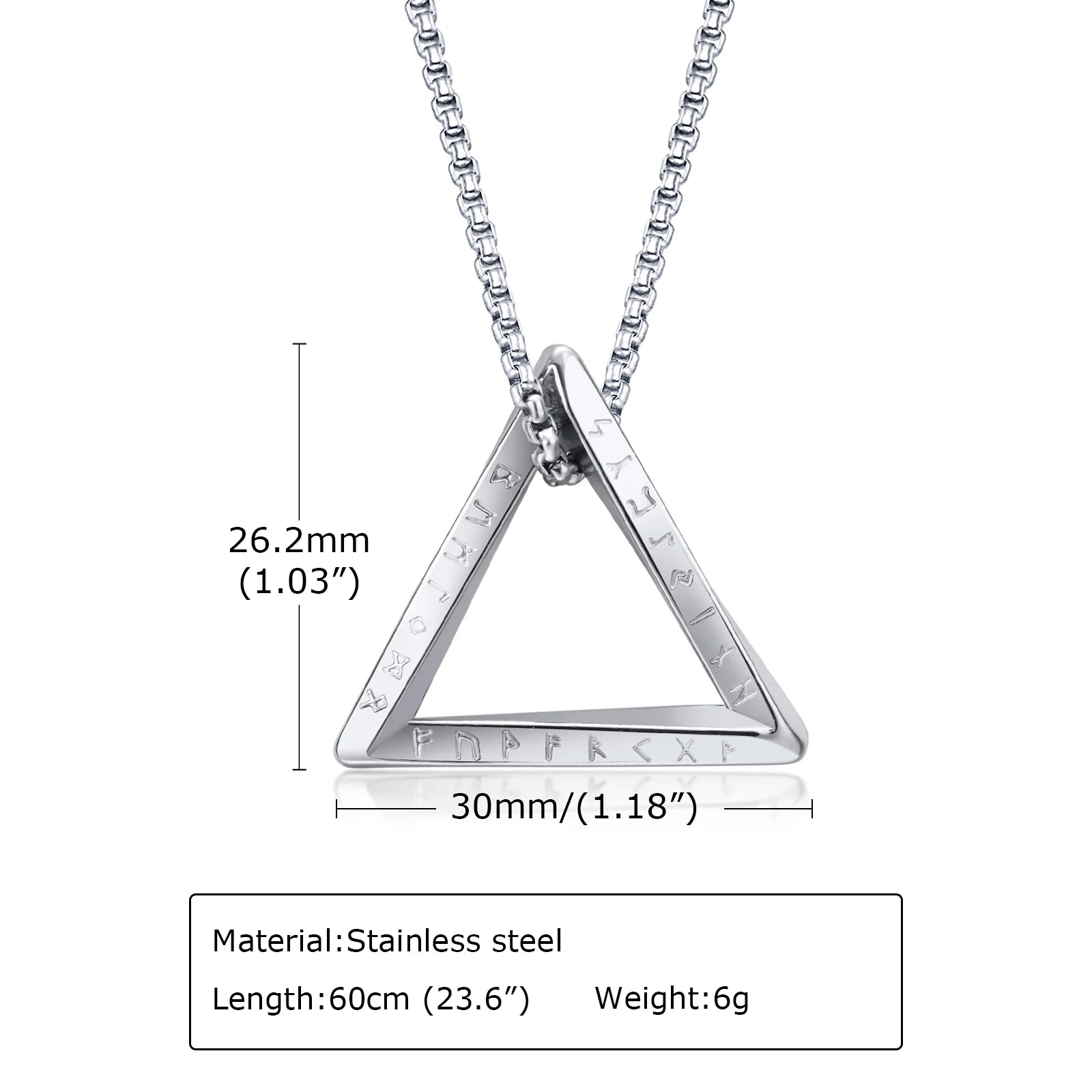 Vnox Norse Viking Pendant Necklaces, Men Twisted Stainless Steel Mobius Triangle Charm, Vegvisir Nordic Valknut