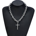 Fashion Chain Link Choker Heart Lock Cross Necklace Pendant For Women Men Silver Color Goth Jewelry Party Punk Long Necklaces