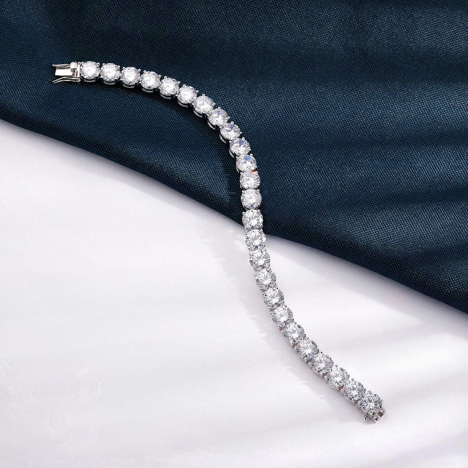 MooSuun 3mm--6.5mm Moissanite Diamond Tennis Bracelet for Women Men Luxury Fine Jewelry Pass Test S925 Sterling Silver