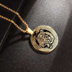 Domineering Tiger Head Pendant Men\\\'s Fashion Animal Tiger Necklace Punk Hip-Hop Trend Casual Jewelry Boyfriend Gift