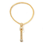 Iced Out Zipper Necklace — Two-Tone CZ Pave, 28 Inch