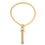 Iced Out Zipper Necklace — Two-Tone CZ Pave, 28 Inch