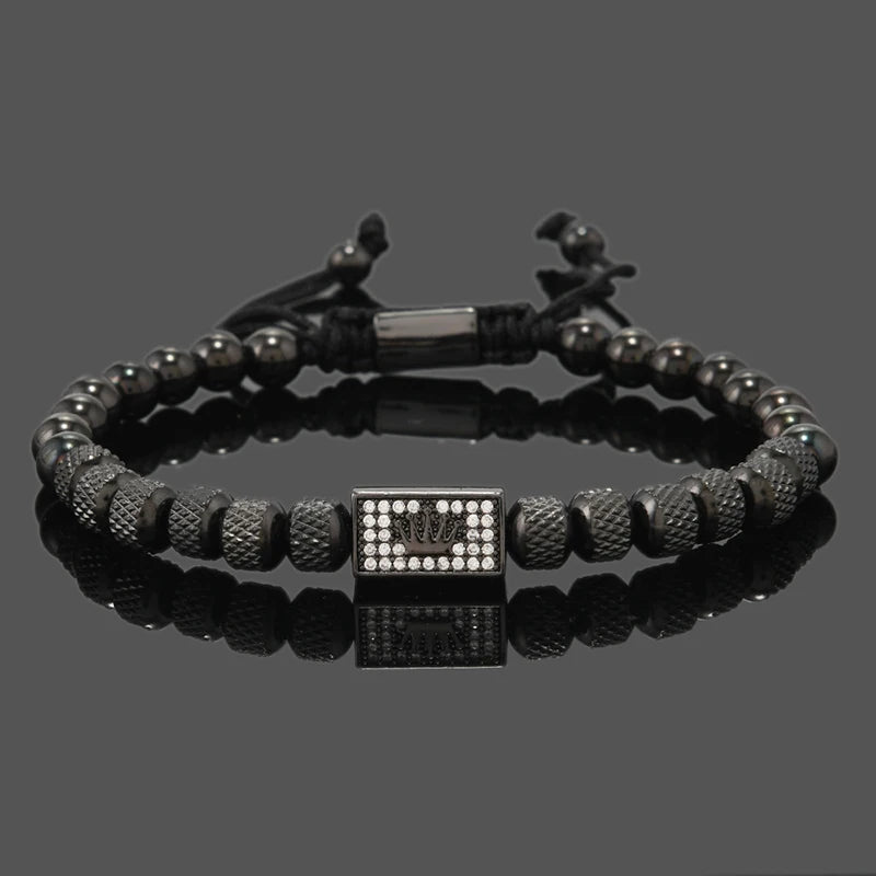 Crown Beads Charm Bracelet — Stainless Steel