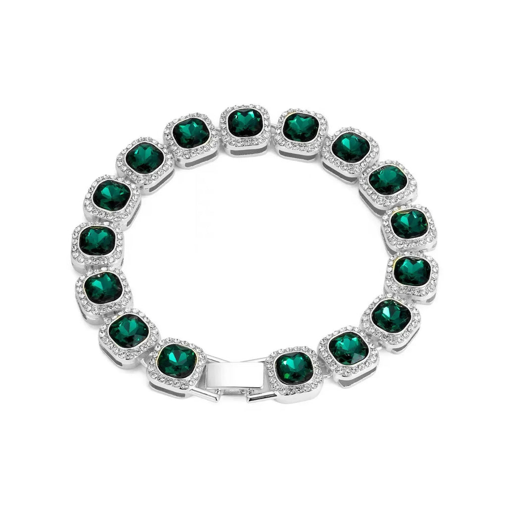 Silver Color Hip Hop Tennis Chain Bracelet 1 Row Square Cz Stone Iced Out Bling Bracelets For Men Women 18cm New Year Jewelry