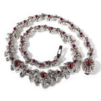 UWIN Iced Out Silver Color Red Eyes Chain Necklaces for Women Men Thrilled Claws Cubic Zirconia Hip Hop Jewelry for Gift