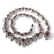 Iced Out Red Eyes Chain Necklace — Silver