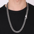 Vintage Cool 12MM Wide Chains Necklace for Man Stainless Steel Punk Statement Halloween Jewellery Accessories Men's
