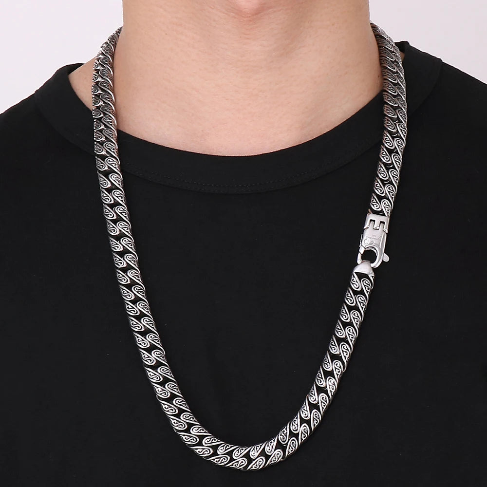 Vintage Cool 12MM Wide Chains Necklace for Man Stainless Steel Punk Statement Halloween Jewellery Accessories Men's