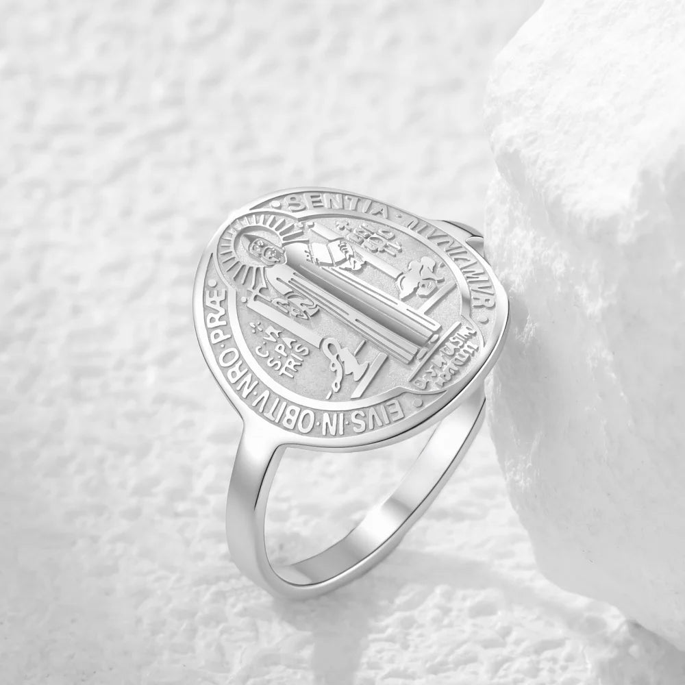 Saint Benedict of Nursia Ring for Men and Women — Stainless Steel