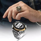 Arabic Calligraphy Islamic Signet Ring — Silver-Tone
