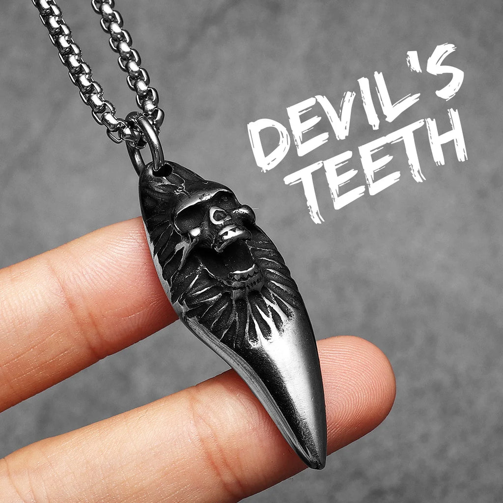 Cross Skull Pendant Necklace Stainless Steel