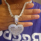 Iced Out Locket Love Heart Charm Pendant Can Be Opened DIY Photo Hip Hop 5A Cubic Zirconia CZ Tennis Chain Necklace Mens