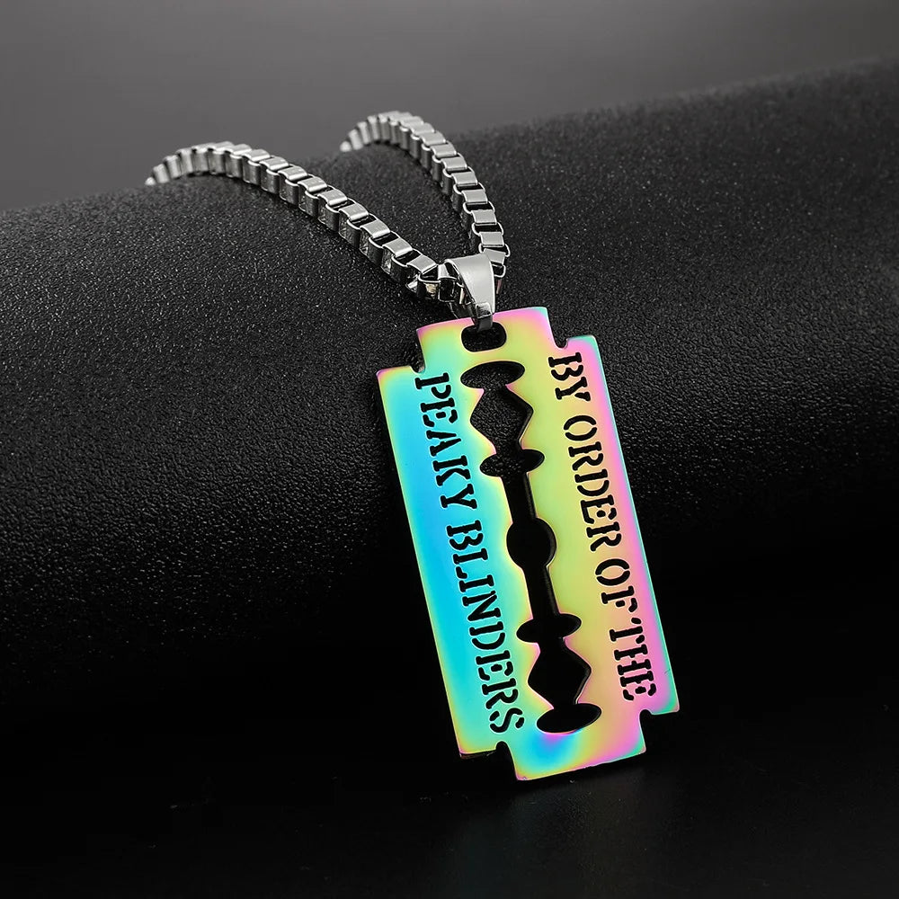 2021 New Fashion Street Hip-Hop Rock Jewerly Men Women Stainless Steel Flame Quenched Razor Blade Pendant Necklaces Punk Jewelry
