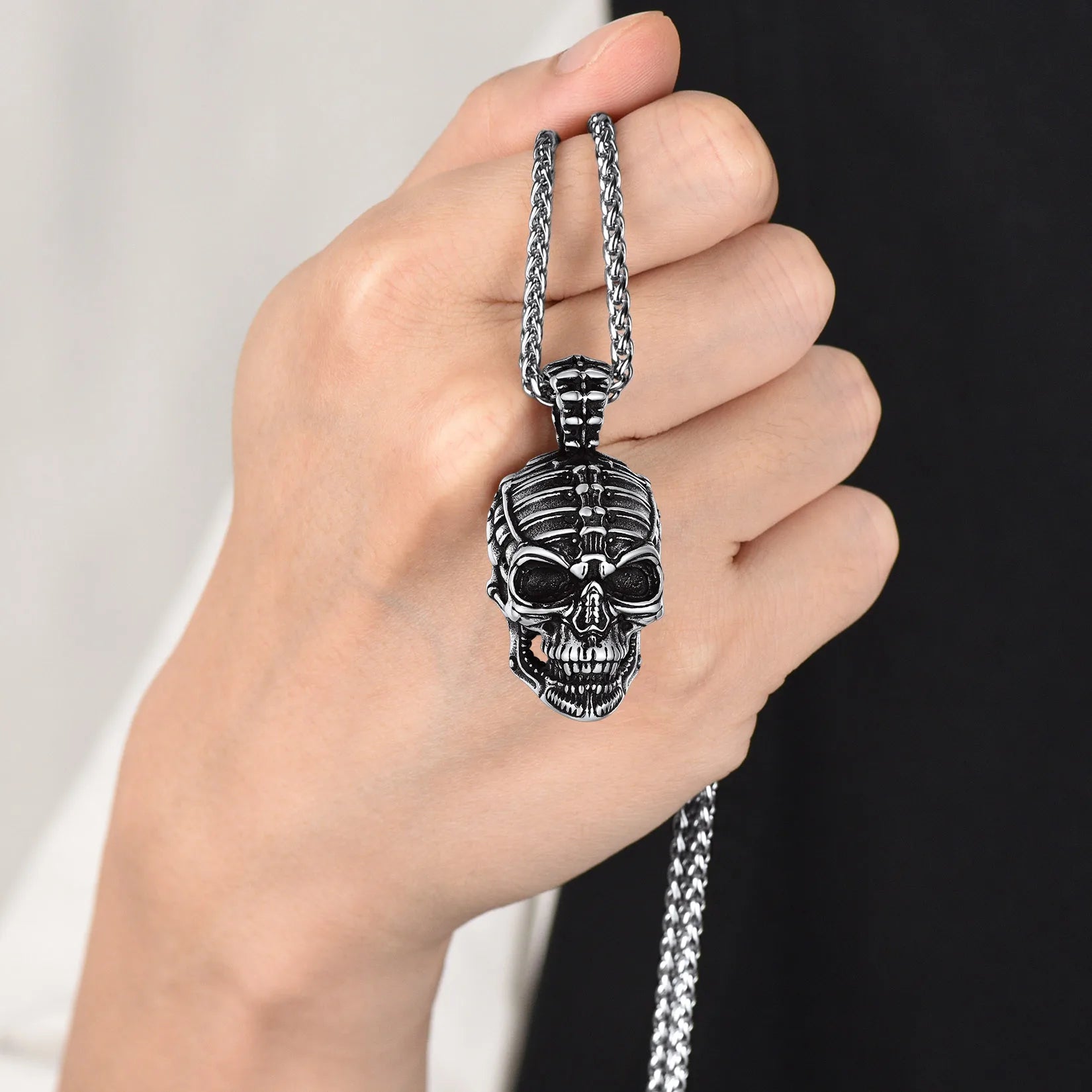 Skull Pendant Necklace — Stainless Steel Gothic