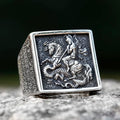 Vintage Knight Design Signet Ring — Stainless Steel