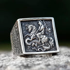 Vintage Knight Design Signet Ring — Stainless Steel