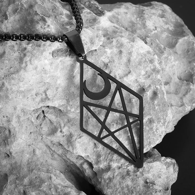 Stainless Steel Gothic Mysterious Ghost Death Band Symbol Pendant Necklace Personalized Punk Jewelry for Men and Women