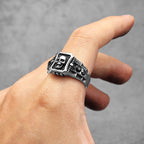 Skull Ring Black Gemstone — Stainless Steel