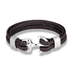 Nautical Anchor Woven Leather Bracelet — Stainless Steel Buckle