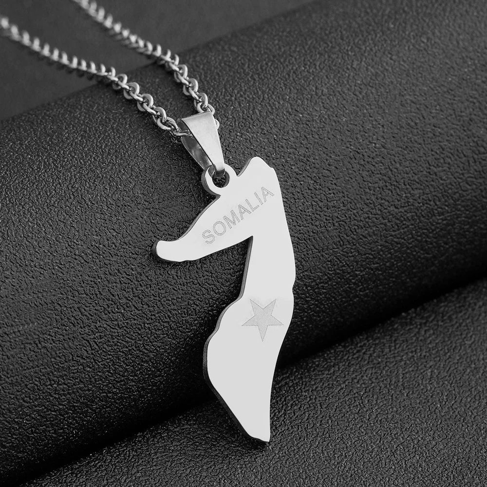 Somali Enamel Pendant Necklace — Stainless Steel