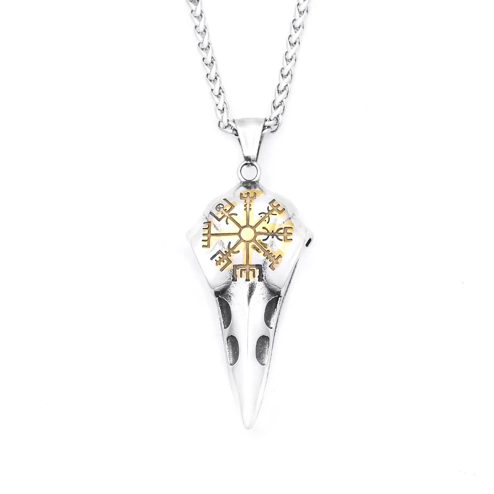 Viking Raven Stainless Steel Pendant Necklace